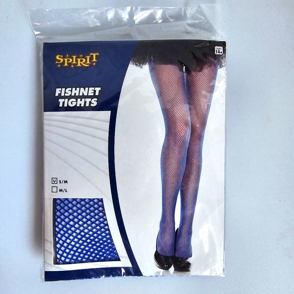 Womens S/M Blue Fishnet Tights